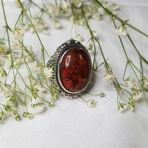 Artisan Mohave Orange Turquoise Ring; Sterling Sil